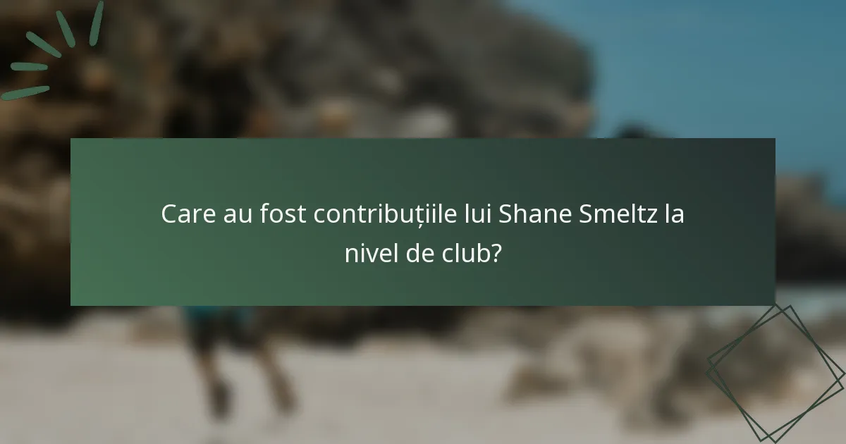 Care au fost contribuțiile lui Shane Smeltz la nivel de club?