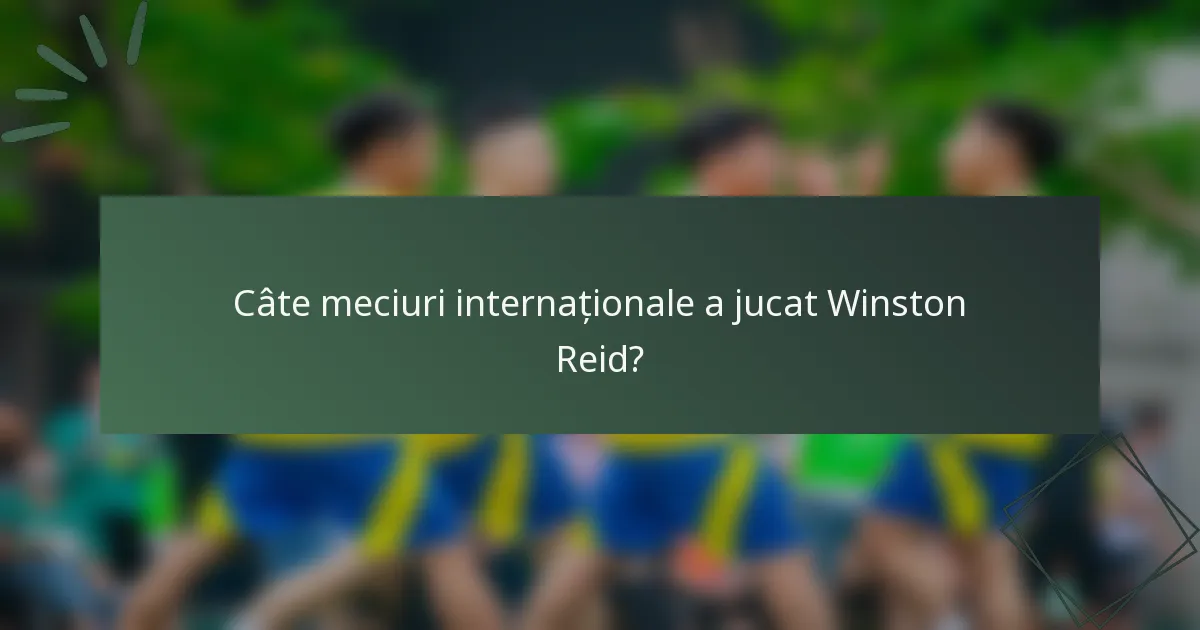 Câte meciuri internaționale a jucat Winston Reid?